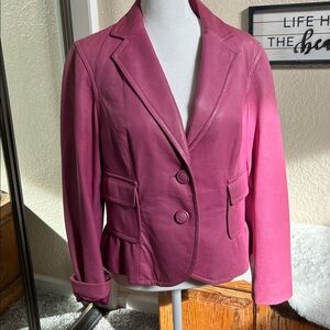 Women's Pink cropped Leather Jacket